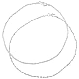 Italian Sterling Silver Twisted Style Fashion Anklet Set