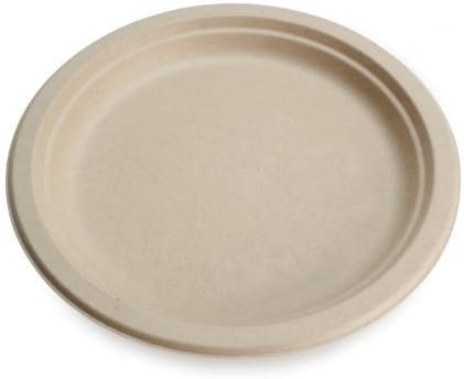 Earth's Natural Alternative Wheat Straw Fiber, Bagasse (Sugarcane) Tree Free 9" Round Plate, 500/Case by Earth's Natural Alternative