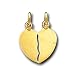 14K Solid Yellow Gold Love Heart Split Charm Pendant