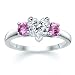 1.00 CT HEART DIAMOND W ROUND PINK SAPPHIRE RING 18K