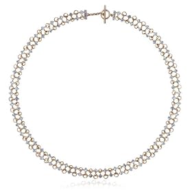 18k Yellow Gold Overlay Sterling Silver Blue Topaz and Diamond Necklace, 18 by Amazon.com Collection