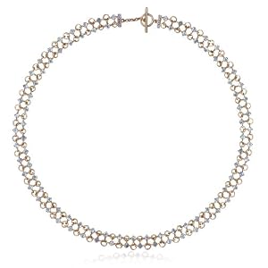 18k Yellow Gold Plated Sterling Silver Blue Topaz and Diamond Necklace, 18 by