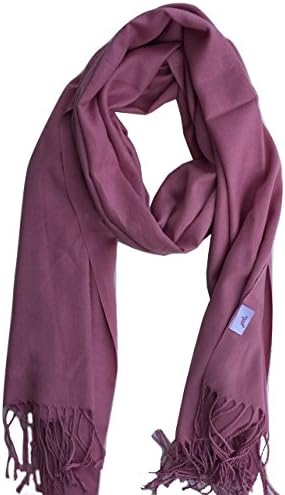 JOLI Women's Luxurious Long Plain Pashmina Cashmere Silk Feel Dusty Pink