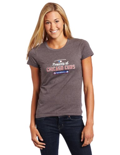 MLB Women's Chicago Cubs Property Of Short Sleeve Crew Neck Tee (Pro Carbon Heather, Large)