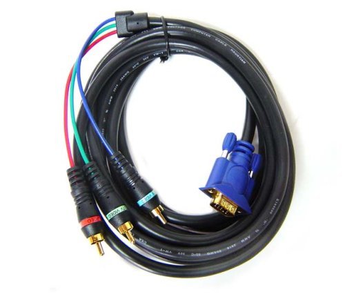 Gold Plated 6FT VGA/HD15/RGB to 3 RCA COMPONENT FOR TV/HDTV CABLE