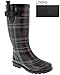 Capelli New York Shiny Scottish Plaid Printed Ladies Tall Rubber Rain Boot