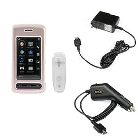 Solid Pink Blush Rubberized Snap On Case + Rapid Car Charger + Home Travel Charger for... by Bargaincell