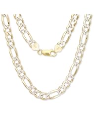 30" Figaro Italian Chain Two Toned 14K Gold over .925 Sterling Silver / 8mm