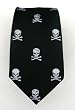 100% Silk Woven Black Skull and Crossbones Skinny Tie 100% Silk Woven Black Skull and Crossbones Skinny Tie