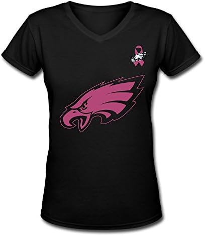 Philadelphia Eagles Breast Cancer Awareness Team Logo Womens Fashion T Shirt V-Neck