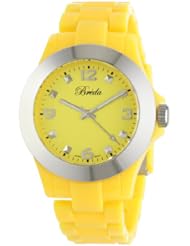 Breda Womens 7208-yellow "Tara" Trendy Plastic Band Watch