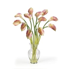 Silk Artificial Flower Arrangement - Calla Lilly Liquid Illusion-Pink