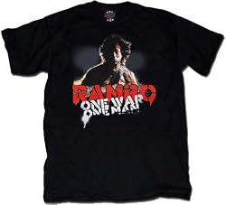 Rambo One War One Man Distressed Black T-shirt Tee