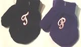 Set of Two Pairs of One Size Black and Purple Magic Stress Mittens for Infants Ages 0-12 Months with Customer Chosen Pink Monogram Letters