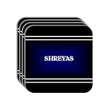 Personal Name Gift - "SHREYAS" Set of 4 Mini-Mousepad Coasters (black design)