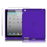 APPLE IPAD 2 SILICONE SKIN CASE - PURPLE, WITH 2 SCREEN PROTECTORS