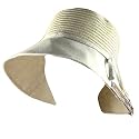 New Cotton Hemp Packable Sun Beach Floppy Bucket Hat Beige Medium