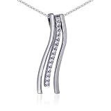 Ultramodern Elegance: Sterling Silver and CZ Diamond Triple Bar Pendant Necklace