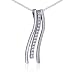 Ultramodern Elegance: Sterling Silver and CZ Diamond Triple Bar Pendant Necklace