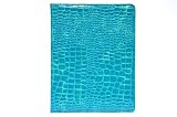 LiViTech(TM) Crocodile Alligator Series New iPad 3 & 2 Skin Pattern Folio Leather Smart Cover Case Tartan Style With Inner Hard Armor Case/Base (Blue)