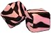 Zebra Safari Animal Print Car Mirror Fuzzy Dice - Black & Pink - Pair