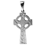 Silver 35x20mm hand engraved Celtic Cross