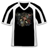 Gothic Cross and Fleur De Lis Mens Tattoo Jersey Style T shirt, Old School Cross Tattoo Sport Shirt, Small, Black/White 41OXuBuJqtL. SL160 Gothic Cross and Fleur De Lis Mens Tattoo Jersey Style T shirt, Old School Cross Tattoo Sport Shirt, Small, Black/White