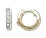 14k Yellow Gold Bead Set Diamond (.05 ctw) Hoop Earrings with Safety Lock)