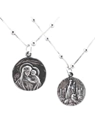 Sterling Silver Madonna & Child Medal, 18 inch chain