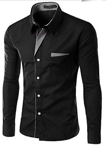 ZeggA Mens Dress Shirt with Contrast Detail Black Tag L