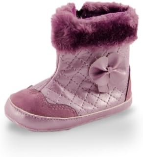 Baby Girl Fashionable Purple Faux Fur High Cuff Checker Boot By Twinkie Small