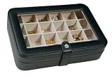 "Elaine" Mele & Co. Faux Leather Crystal Jewelry Box with 24 Sections in Black