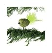 Gold & Green Glitter Glass Bird Clip-On with Green Feather Christmas Ornament