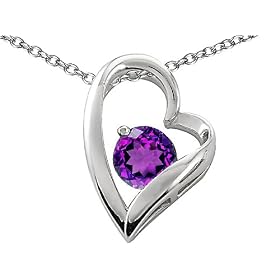 Buy 1.25 cttw 14k White Gold Plated 925 Sterling Silver and Genuine Round Amethyst Heart Pendant by Finejewelers
