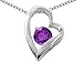 1.25 cttw 14k White Gold Plated 925 Sterling Silver and Genuine Round Amethyst Heart Pendant