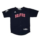 Children / Boys MLB Atlanta Braves Athletic Comfortable Fit Short Sleeve Jersey Shirt - Dark Blue (Size: 4T)