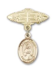 Gold Filled Baby Badge with St. Lillian Charm and Badge Pin with Cross