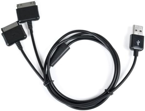 Dual iPhone / iPod Splitter Cable - Black - Charge up to Two Apple Devices At Once From a Single USB Port - Ideal for iPod, iPod Touch, iPhone, iPhone 3GS, iPhone 4, and iPhone 4S