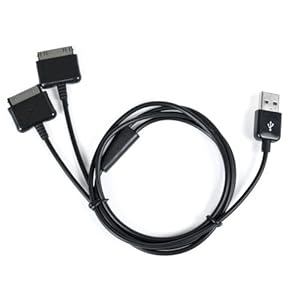 Dual iPhone / iPod Splitter Cable - Black. Charge up to Two Apple Devices At Once From a Single USB Port - Ideal for iPod, iPod Touch, iPhone, iPhone 3GS, iPhone 4, and iPhone 4S