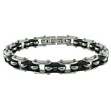 Stainless Steel Mens Bracelet w  Rubber, 8.25''