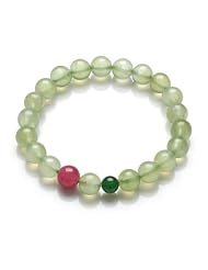 Honeystore Girls Watermelon Tourmaline Prehnite Stretch Bracelet Color Multicolor Length 14 cm