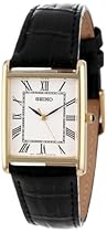Hot Sale Seiko Men's SNF672 Dress Black Leather Strap Watch