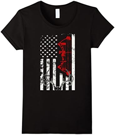 Women's Deer Hunting Flag T-shirt Medium Black