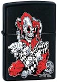 Zippo Lighter - Jester Skeleton Skull Halloween Black Matte