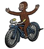 Curious George Monkey Riding Bike Embroidered Iron On Patch CG-3