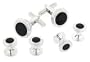 JJ Weston discreet sized silver plated cufflinks and shirt stud formal set with presentation box. Made in the USA