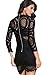 ZKESS Women's Long Sleeve Lace High Neck Party Club Mini Dress L Size Black 131