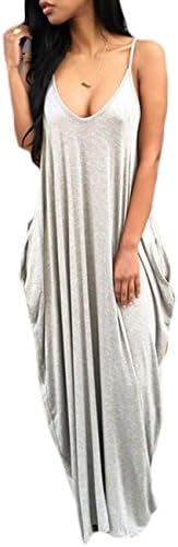 Women's V Neck Spaghetti Strap Summer Beach Maxi Long Sundress dress