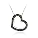Sterling Silver Black Diamond Accent Open Heart Pendant