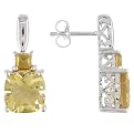 Silver Citrine Earrings - Yellow
